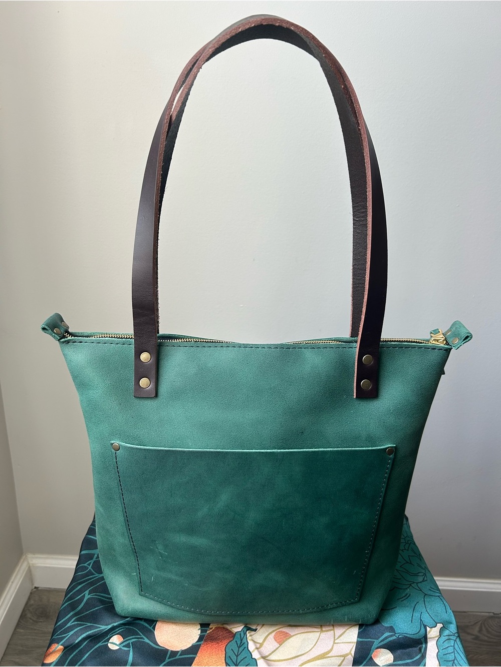 Portland Leather Goods Small Zippered Tote in Surf!